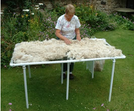 A Low-Cost Portable Fleece Sorting Table in use
